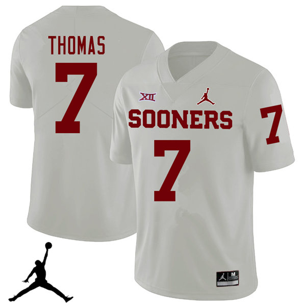Jordan Brand Men #7 Jordan Thomas Oklahoma Sooners 2018 College Football Jerseys Sale-White